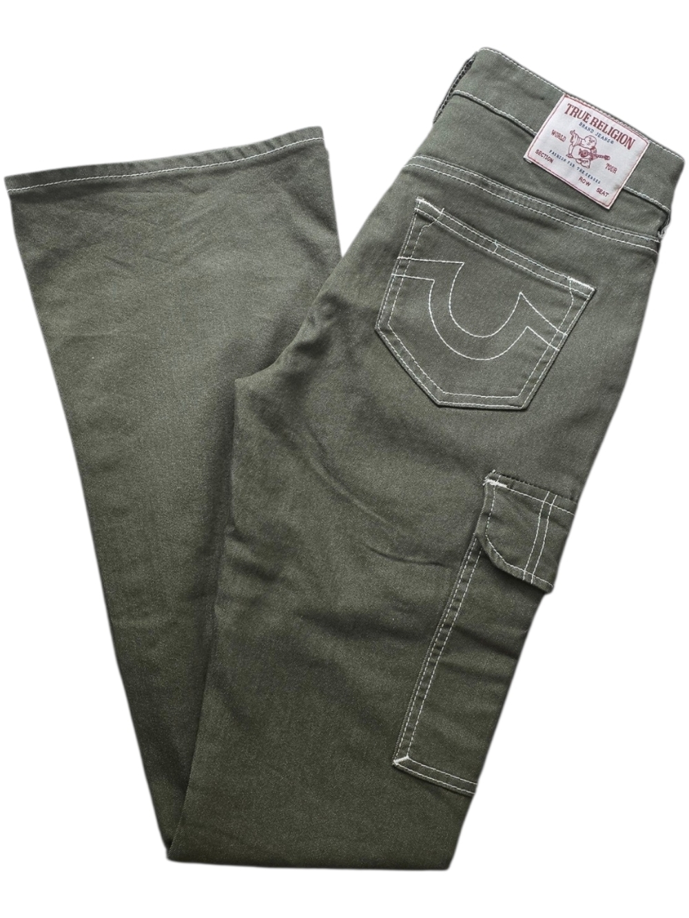 True Religion Women's Olive Green Cargo Jeans